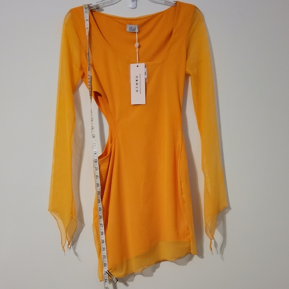 Oh Polly Vibrant Orange Cut Out Bodycon Mini Dress - Picture 2 of 7